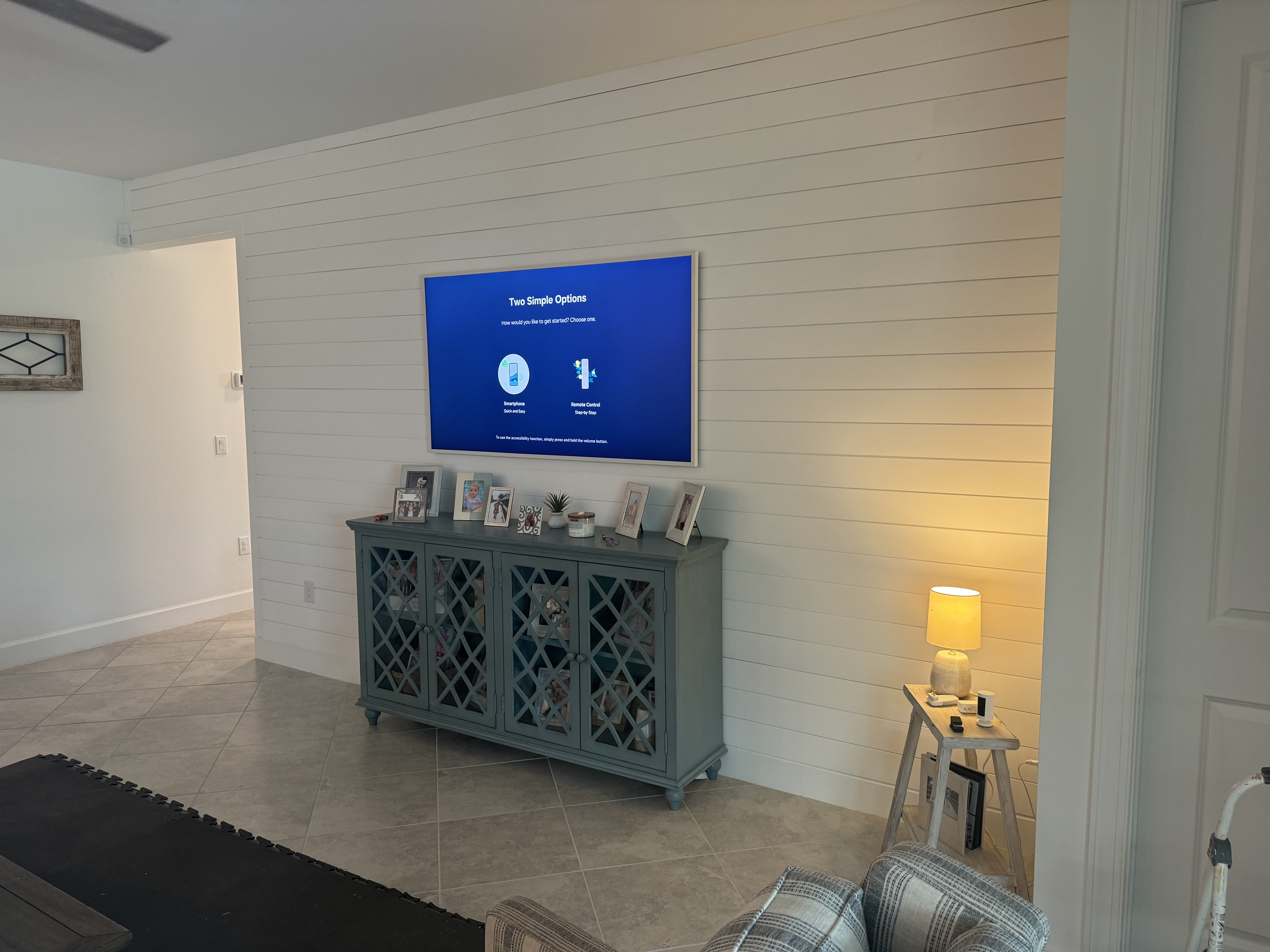 TV accent wall with trim
